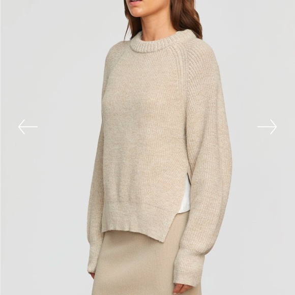 Never worn Modern Citizen oatmeal Boyfriend side slit sweater, Medium - Picture 6 of 6